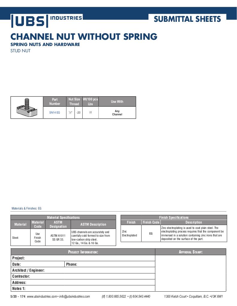 CHANNEL NUT WITHOUT SPRING STUD NUT