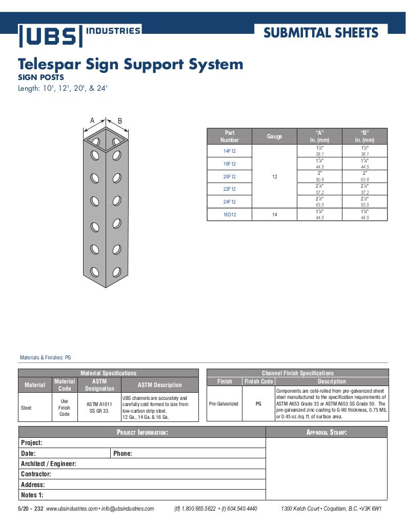 Telespar Sign Support System