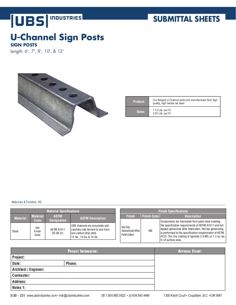 U Channel Sign Posts